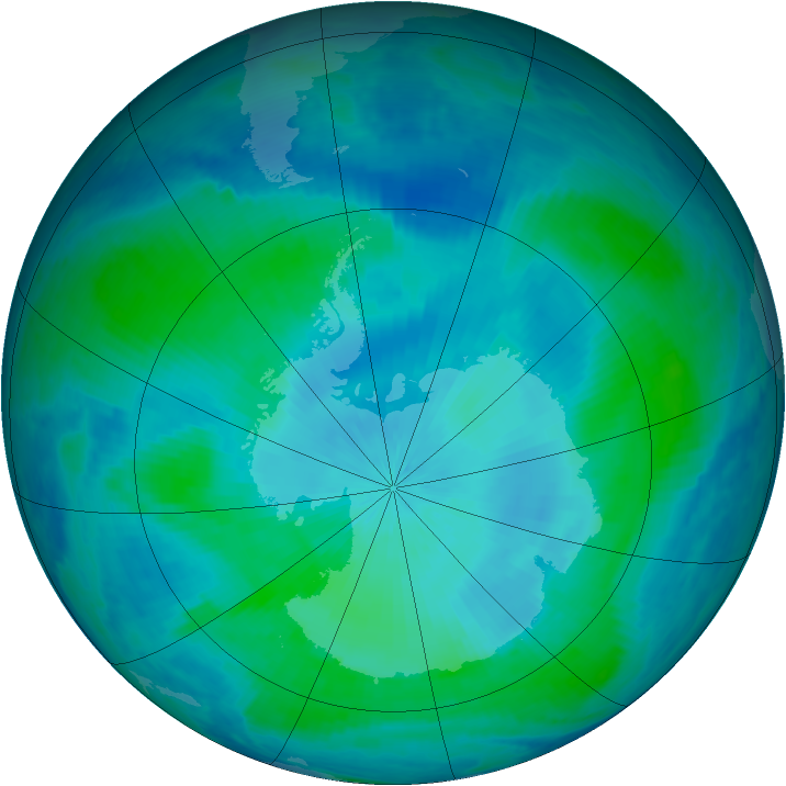 Antarctic ozone map for 20 February 2000